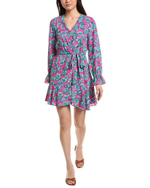 CeCe V-Neck Print Dress Pink Small 2