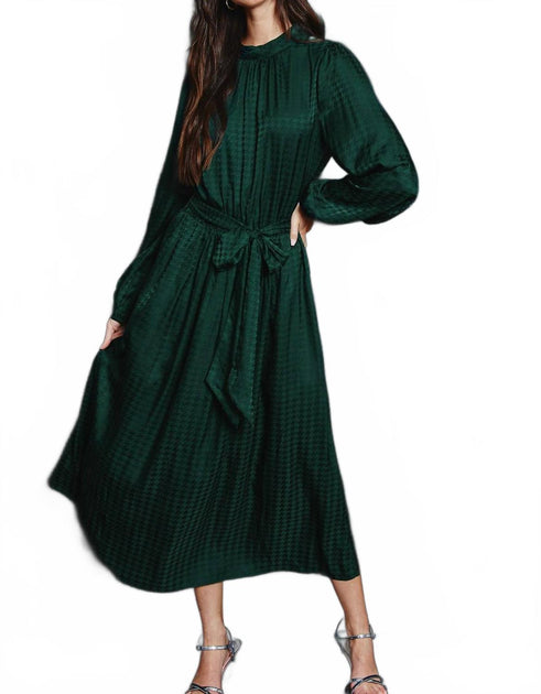 Forum Houndstooth Satin Midi Dress Vert Small 2