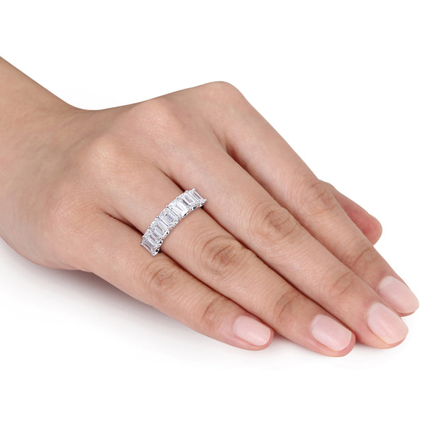 Created Forever 3 1/2ct TW Emerald-Cut Lab-Grown Diamond 7-Stone Anniversary Band Silver US 5 3