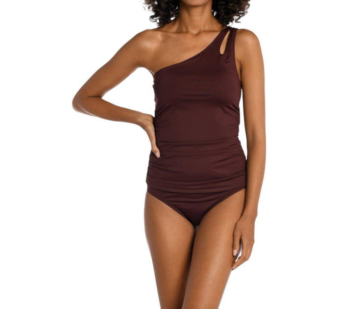 La Blanca Island Goddess Ein-Schulter Tankini-Top Rot US 6 2
