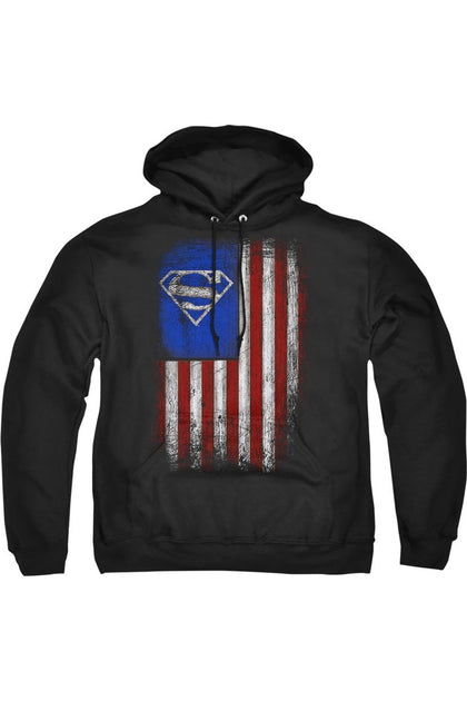 Gildan Superman Old Glory Shield Hoodie Black Small 2