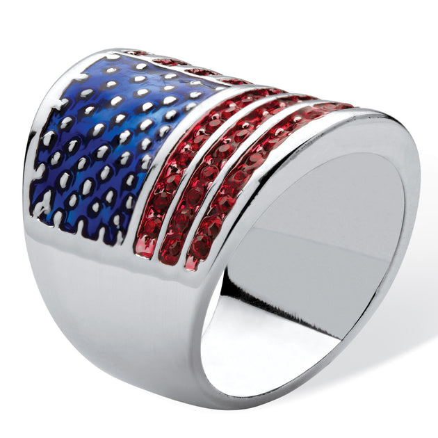 Palm 2.08 Cttw Simulated Ruby American Flag Ring Blue US 6 3