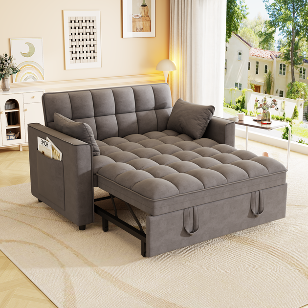 Streamdale Velvet Sleeper Sofa Dark Gray 2
