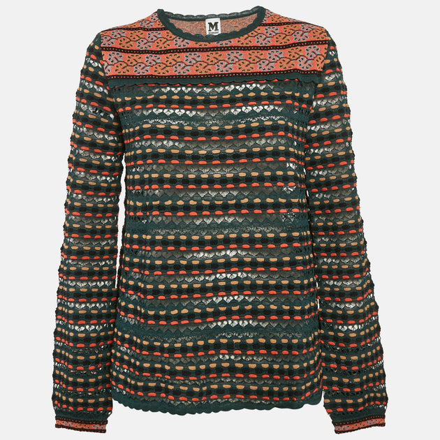 M Missoni Pointelle Knit Top Teal Blue Small 2