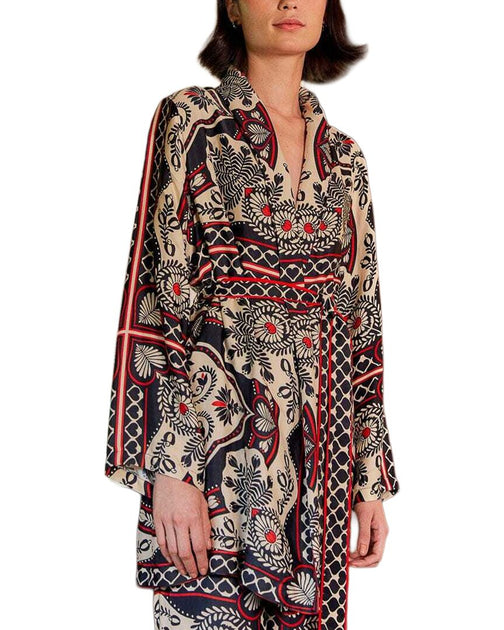 black toucans scarf long sleeve maxi dress FARM Rio Passion Scarf Black Kimono