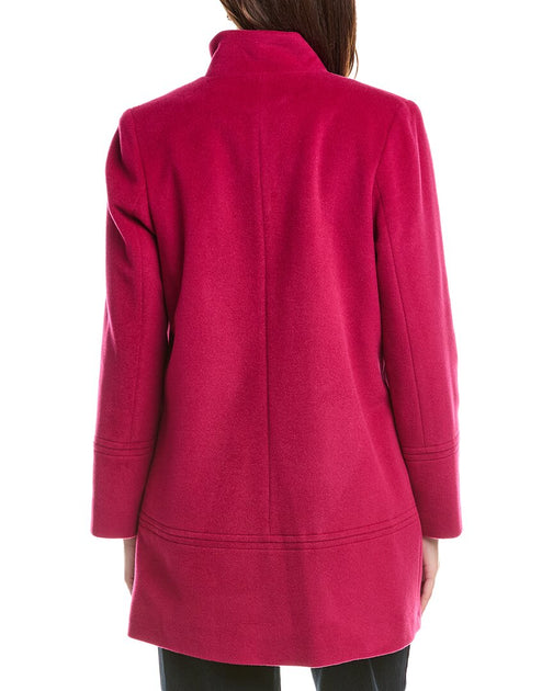 FLEURETTE Wool-Blend Car Coat Pink US 12 3