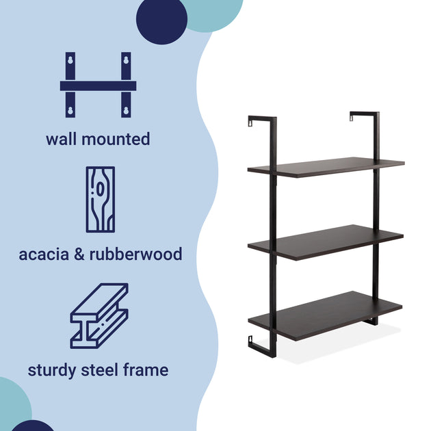 happimess Madera Classic Wall-Mounted Ladder Bookcase Brown 3