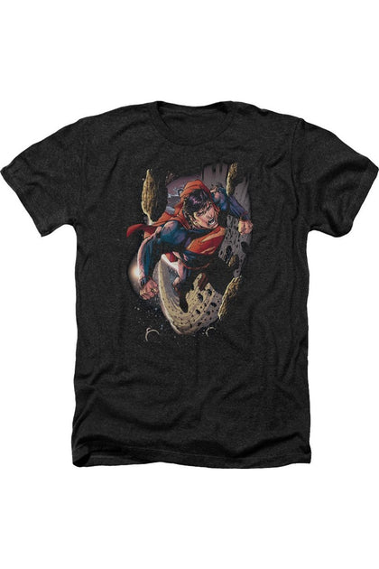 Gildan Superman Orbit Adult Heather Tee Black Small 2