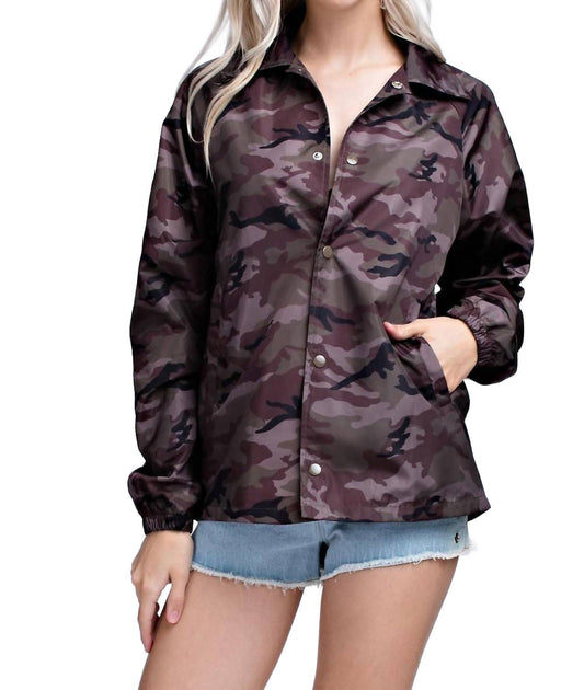Honey Punch Camo Coaches Jacket Purple Medium 2
