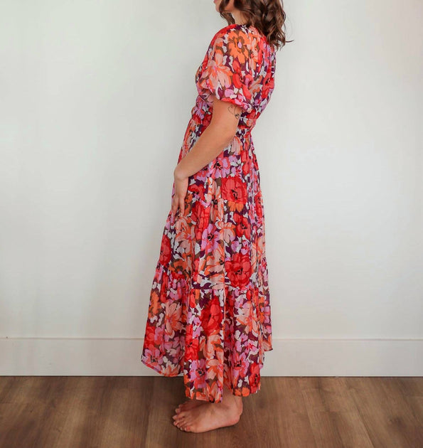MINKPINK Zanita Tiered Midi Dress Multi Large 4