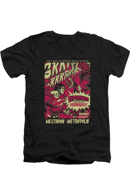 Gildan Superman Metropolis Meltdown V-Ausschnitt T-Shirt Schwarz Large 2