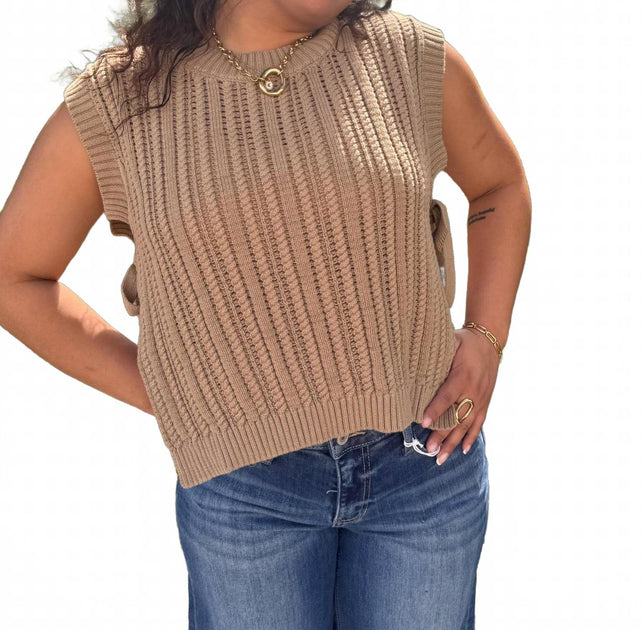 Heyson Cable Knit Sweater Top Brown Large 4