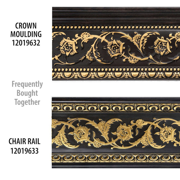 AFD Gold Floral on Wood Tone Chair Rail 94 Inch 4