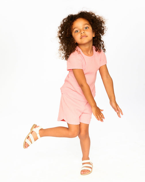 Deux par Deux Crinkle Jersey T-Shirt Off Peach Pink US 7 3