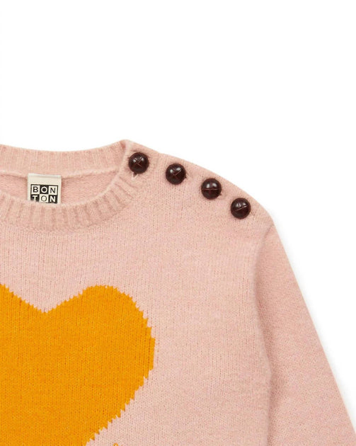 Bonton Misty Heart Sweater Pink US 12 4