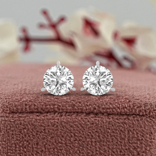 Diamond2Deal Lab Grown Diamond Stud Earrings Silver 5