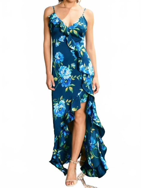 DRESS FORUM Rebecca Maxi Dress Blue Large 2