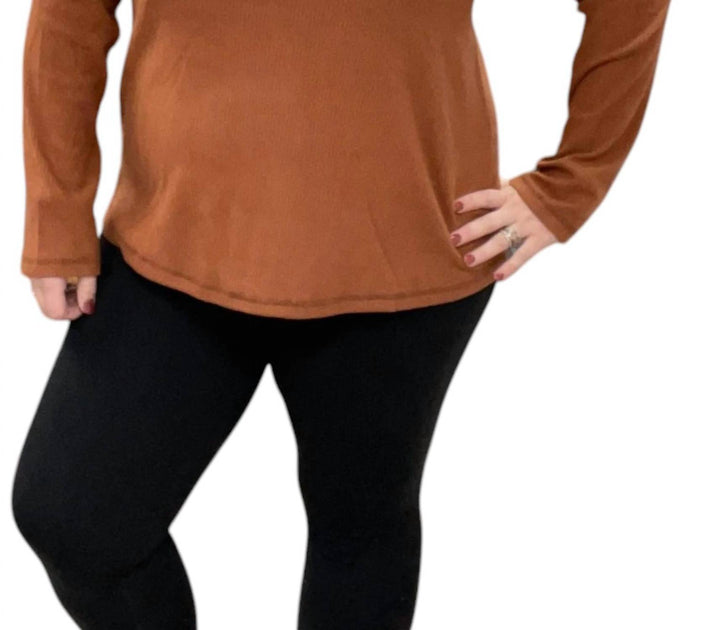 White Birch Ribbed Henley Top Brown Medium 2