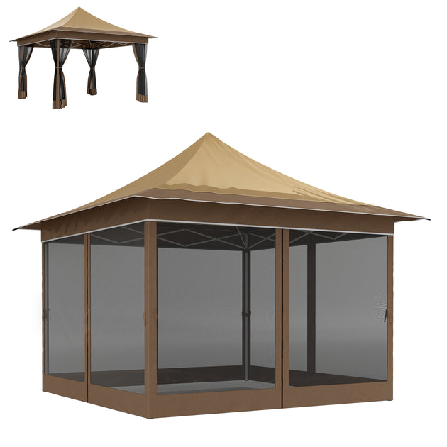 Hivvago 12x12 Pop Up Canopy Tent Beige 4