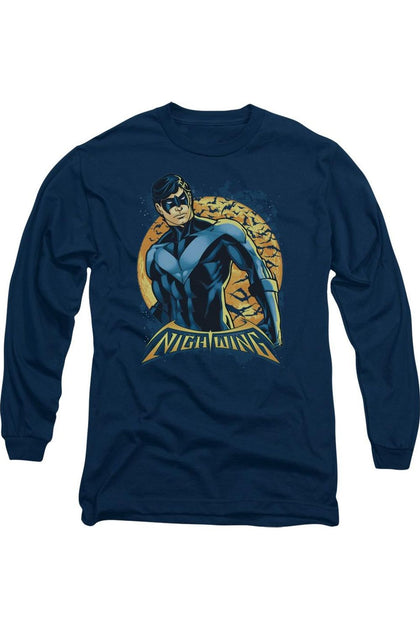 Gildan Batman Nightwing Moon Long Sleeve T-Shirt Blue Large 2