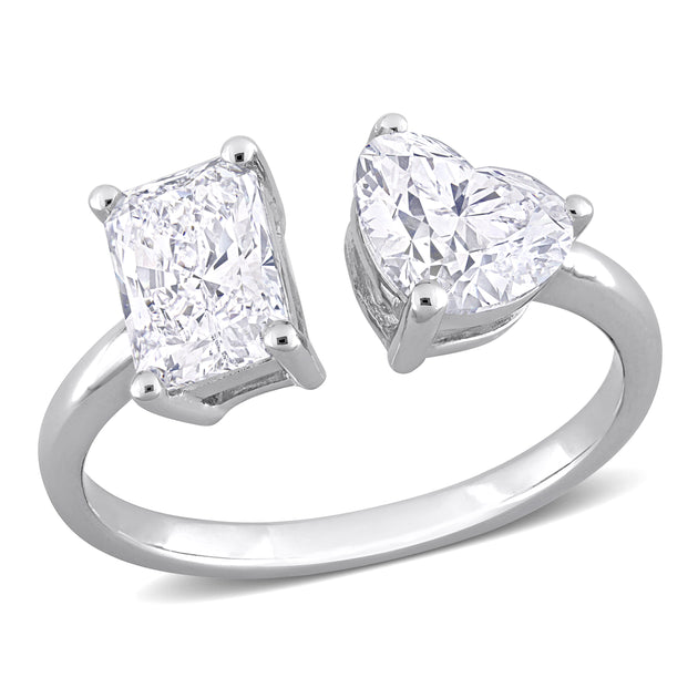 Created Forever 2ct TW Lab-Grown Diamond 2-Stone Engagement Ring Silver US 7 2