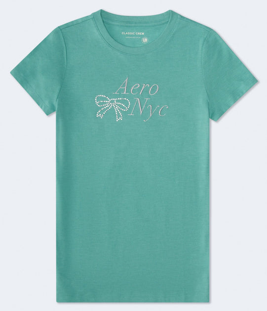 Aeropostale Rhinestone Bow Graphic Tee Vert XSmall 2