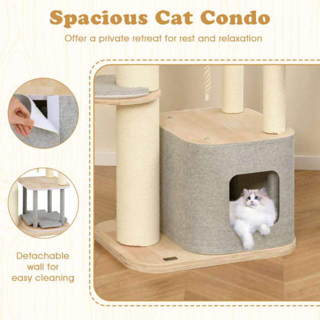 Hivvago Tall Cat Tree Grey Medium 4
