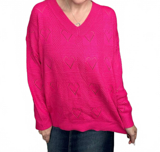 Jess Lea Be Mine Cut Out Heart Sweater Pink Large 2