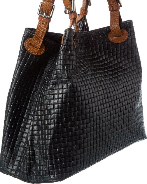 Italian Leather Shoulder Bag Black Large 4