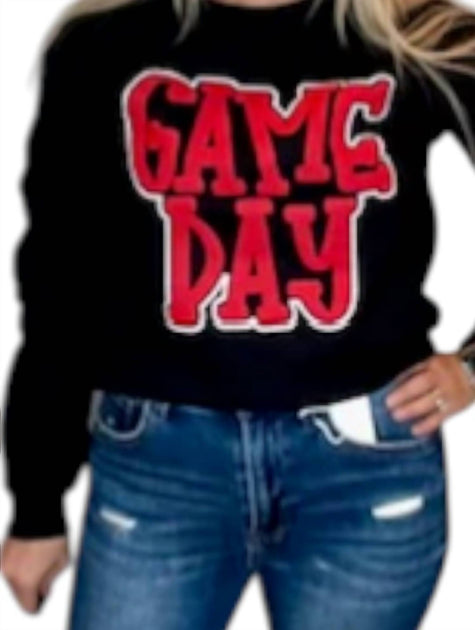 Dash Forward Game Day Puff Glitter Sweatshirt Black XLarge 3