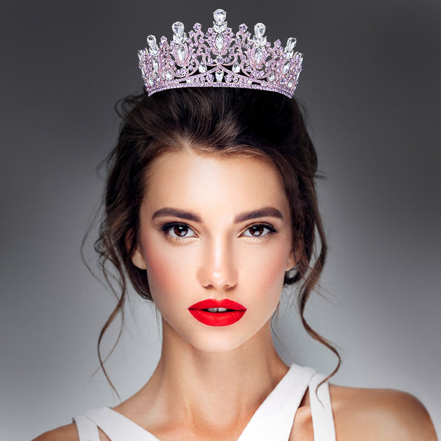 FASHNZFAB Teardrop Marquise Stone Accented Crown Tiara Multi 4