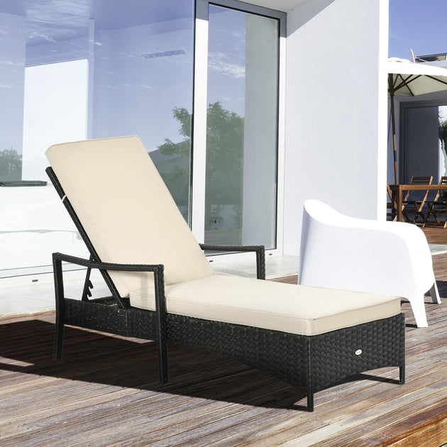 Hivvago Adjustable Outdoor Lounge Chair Beige 4