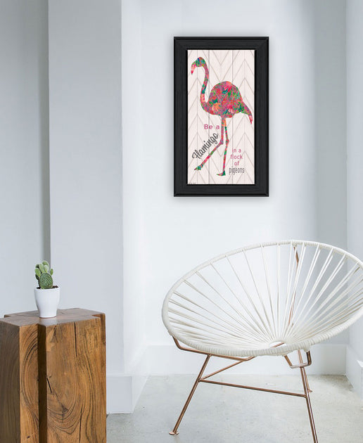 Hivvago Be A Flamingo Framed Print Wall Art Black 20in 6