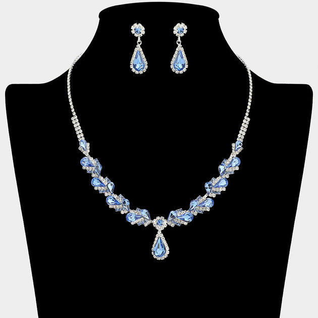 FASHNZFAB Teardrop Stone Cluster Necklace Multi One Size 9