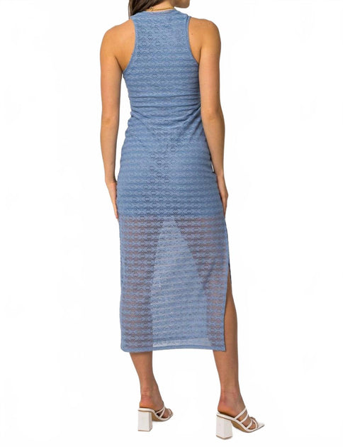 GILLI Indian Springs Slit Midi Dress Blue Small 4