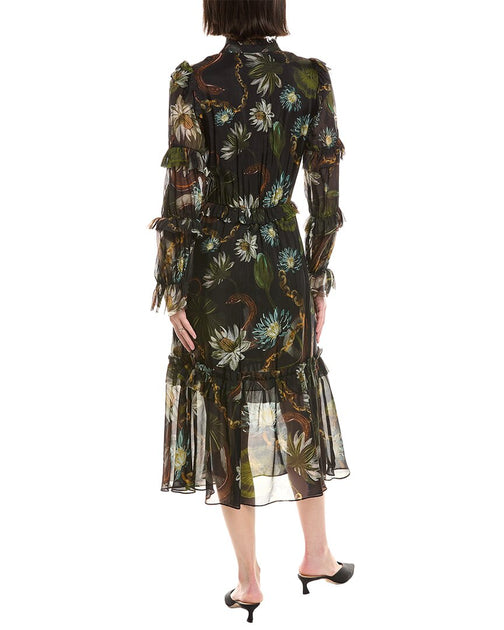 Marchesa Notte Printed Silk-blend A-line Dress
