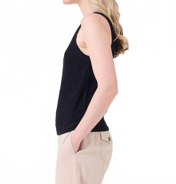Nic + Zoe Mesh Stitch Tank Black Medium 3
