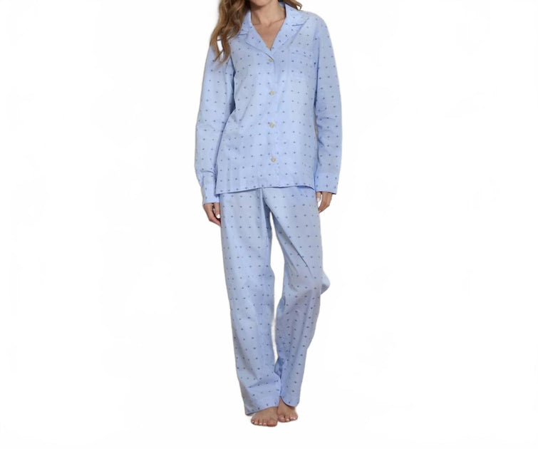 The Sleep Code Dobby Cotton Long Pj Set Blue XS 2