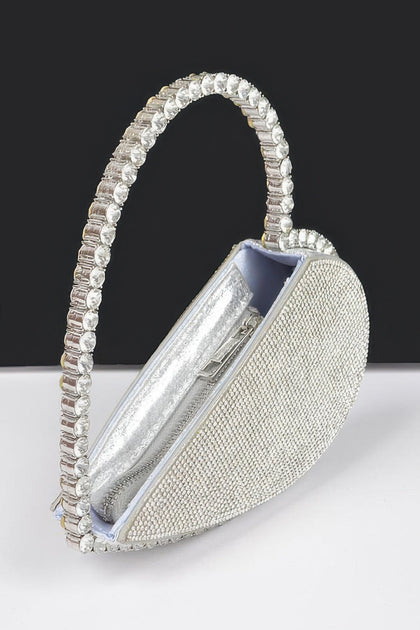 FASHNZFAB Heart Shape Rhinestone Bag White One Size 3