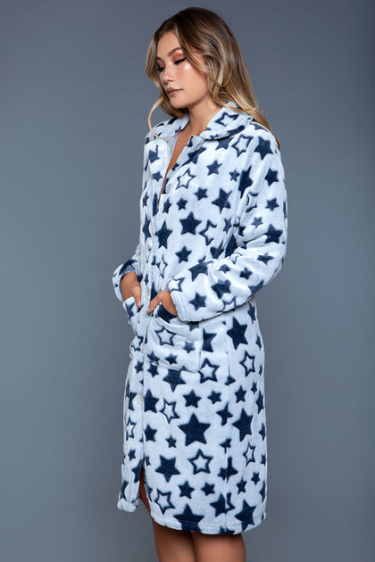TRUEDAMES Starry Night Button-Up Robe Blue S/M 3