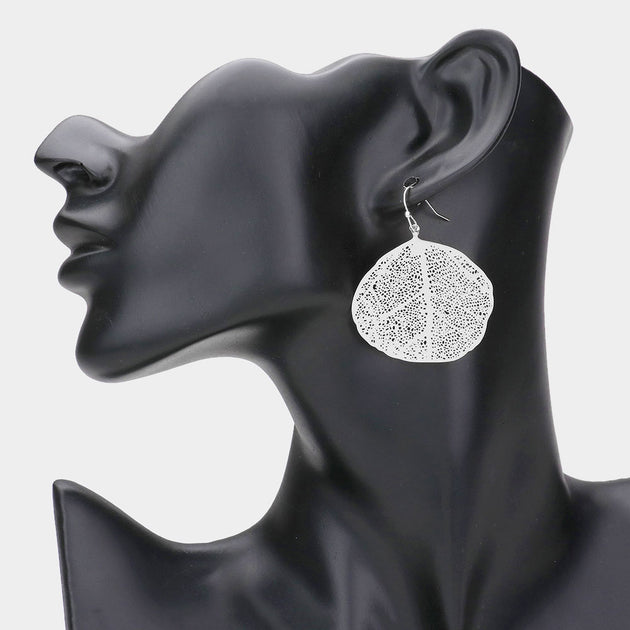 FASHNZFAB Leaf Drop Earrings Black 3