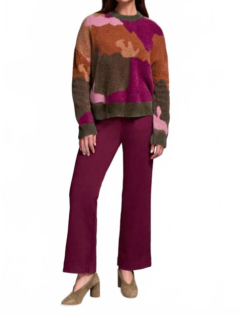 TRIBAL Fuzzy Intarsia Sweater Brown Large 2