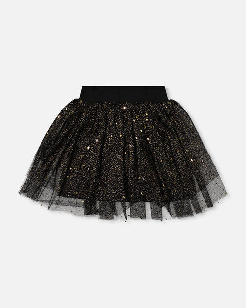 Deux par Deux Multi Layer Mesh Skirt Black 3T 3