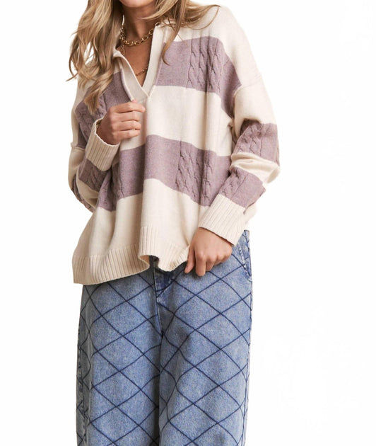 J.NNA Snuggled Up Johnny Collar Pullover Blau Groß 3