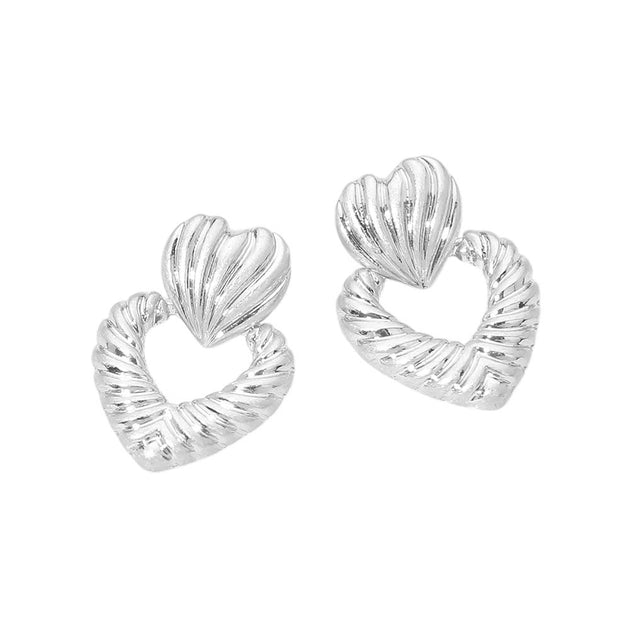 FASHNZFAB Double Heart Drop Earrings Multi 4