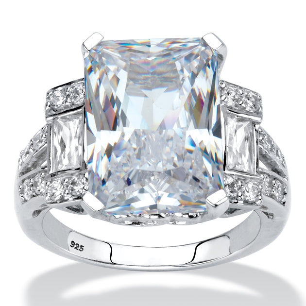 Palm 10.36 TCW CZ Platinum-Plated Cocktail Ring Silver US 7 2