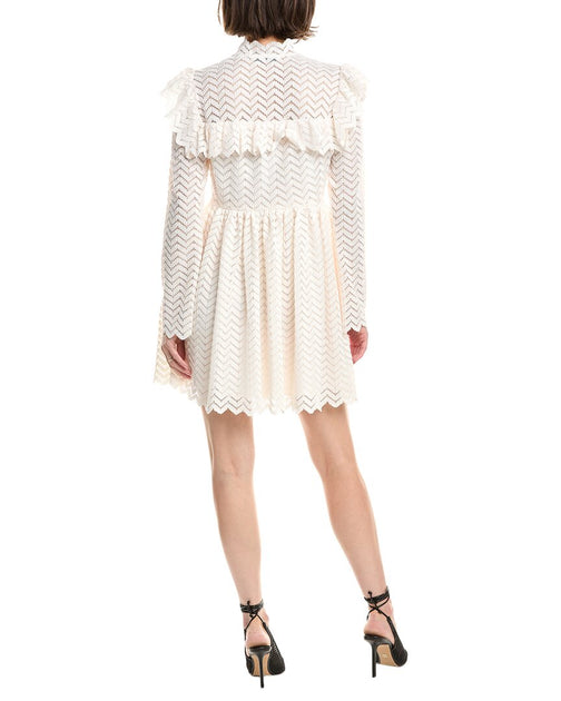 Rebecca Taylor Chevron Spitzen Minikleid Weiß US 10 3