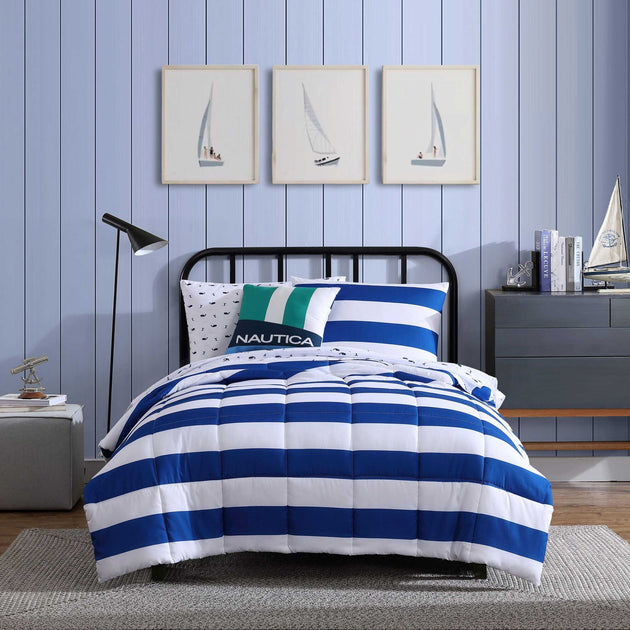 Nautica Huck Stripe Comforter and Sham Set Blue Twin 3