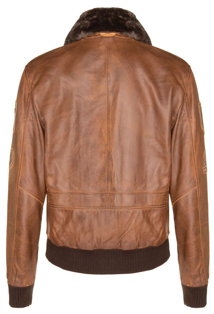 Infinity Mens Leather Air Force Bomber Jacket Brown Large 4
