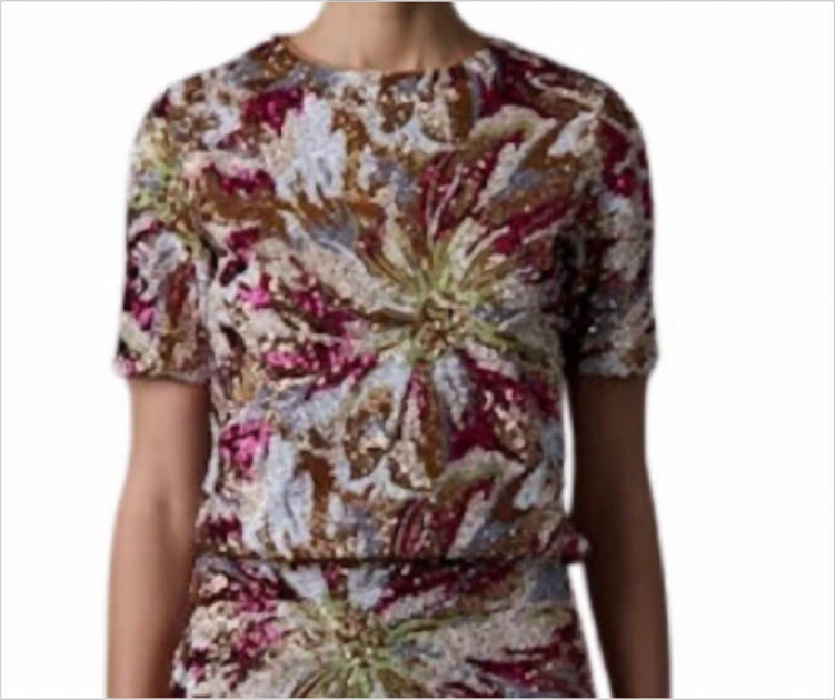 Le Superbe Abstract Floral Sequin Top Multi US 6 3